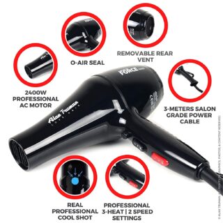 Alan Truman Force 8800 2400 Watts Heavy Duty AC Motor Dryer (Black)