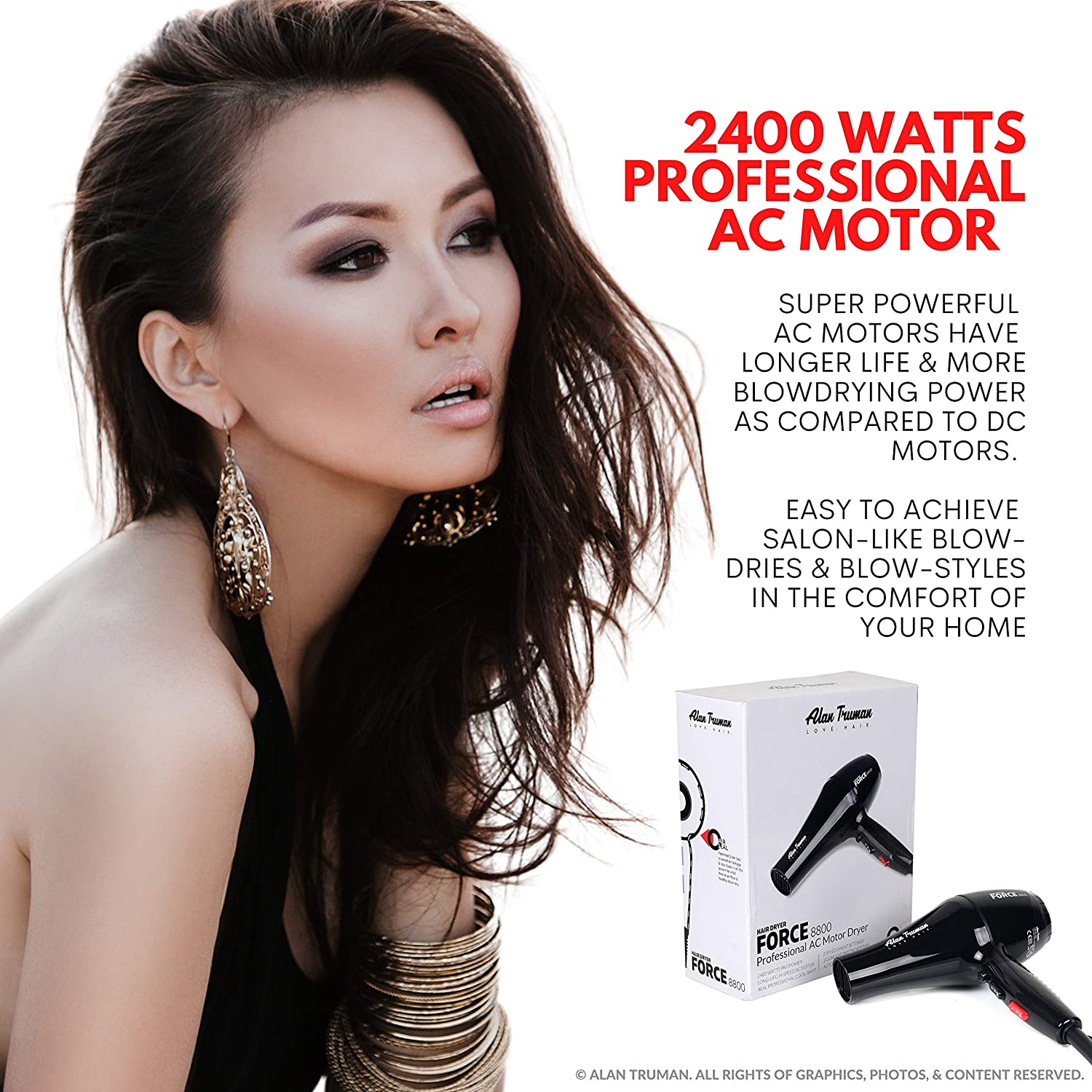 Alan Truman Force 8800 2400 Watts Heavy Duty AC Motor Dryer (Black) - Image 5