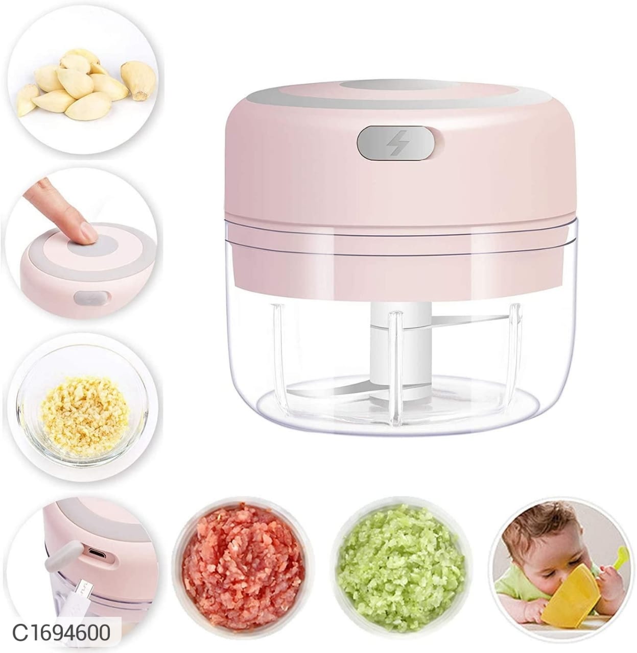Mini Chopper-Cordless Palm sized Lovely Mini Food Chopper for Garlic - Image 5