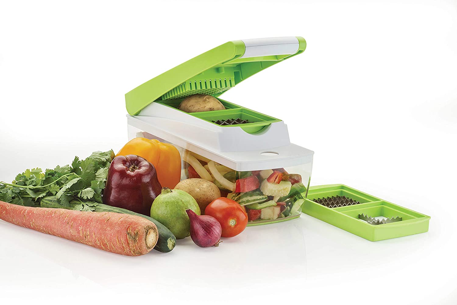 Multipurpose Vegetable and Fruit Chopper Cutter Grater Slicer, Green - Image 2