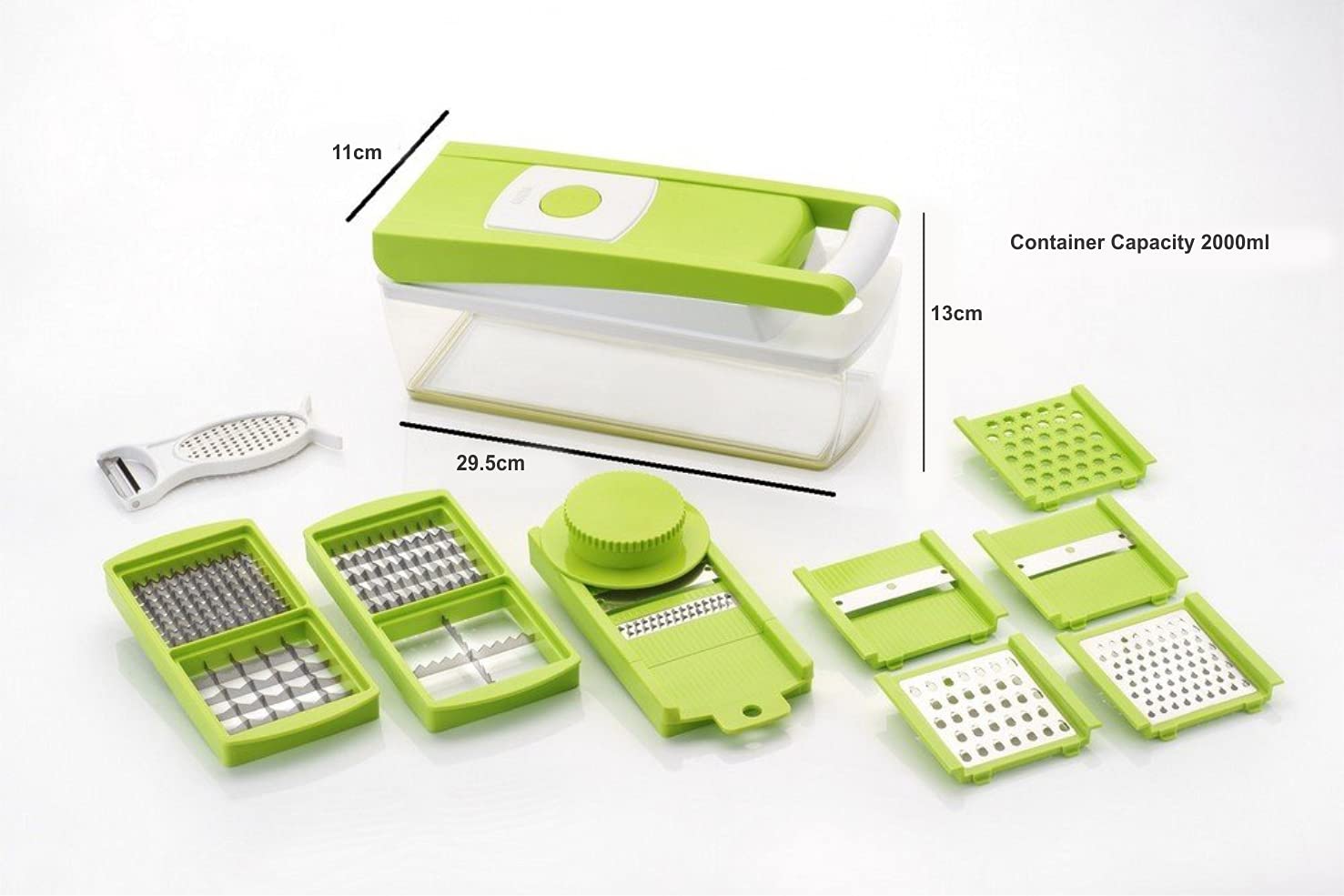 Multipurpose Vegetable and Fruit Chopper Cutter Grater Slicer, Green - Image 3