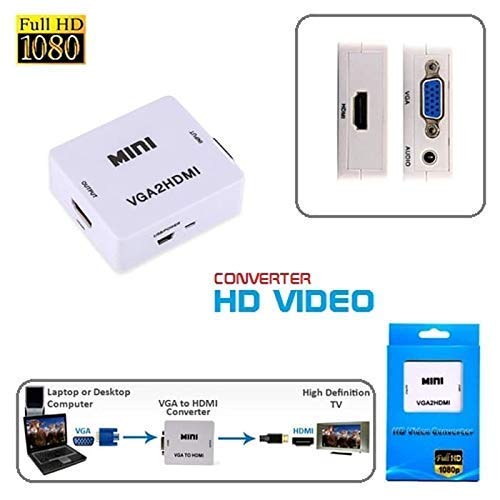 VGA to HDMI 1080P Full HD Mini VGA to HDMI Audio Video Converter Adapter Box with USB Cable and 3.5mm Audio Port Cable Support HDTV for PC Laptop Display Computer Mac Projector - Image 7