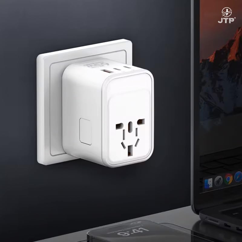 JTP 65W GaN 2PD+QC 3.0 Super Fast Charging Travel Converter Adapter - 2000W High Power Universal Outlet, Compact Size, Dual Type-C + USB Output - Image 6