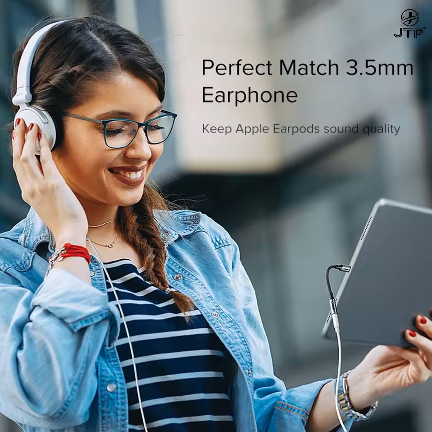JTP Lightning to 3.5mm Audio Jack Adapter, Headphone Aux Connector Nylon Cable with Compatible for iPhone Model - Image 4